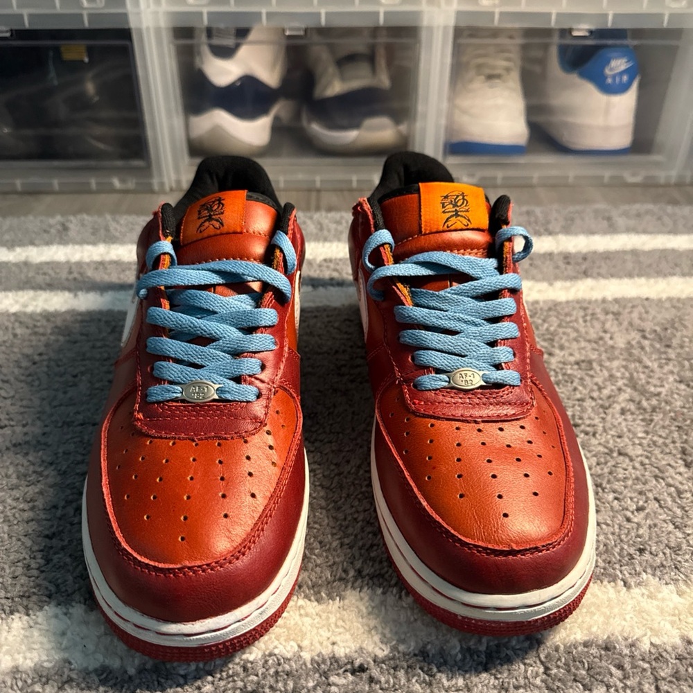 Vibrant Red and Blue Sneakers with White Midsole